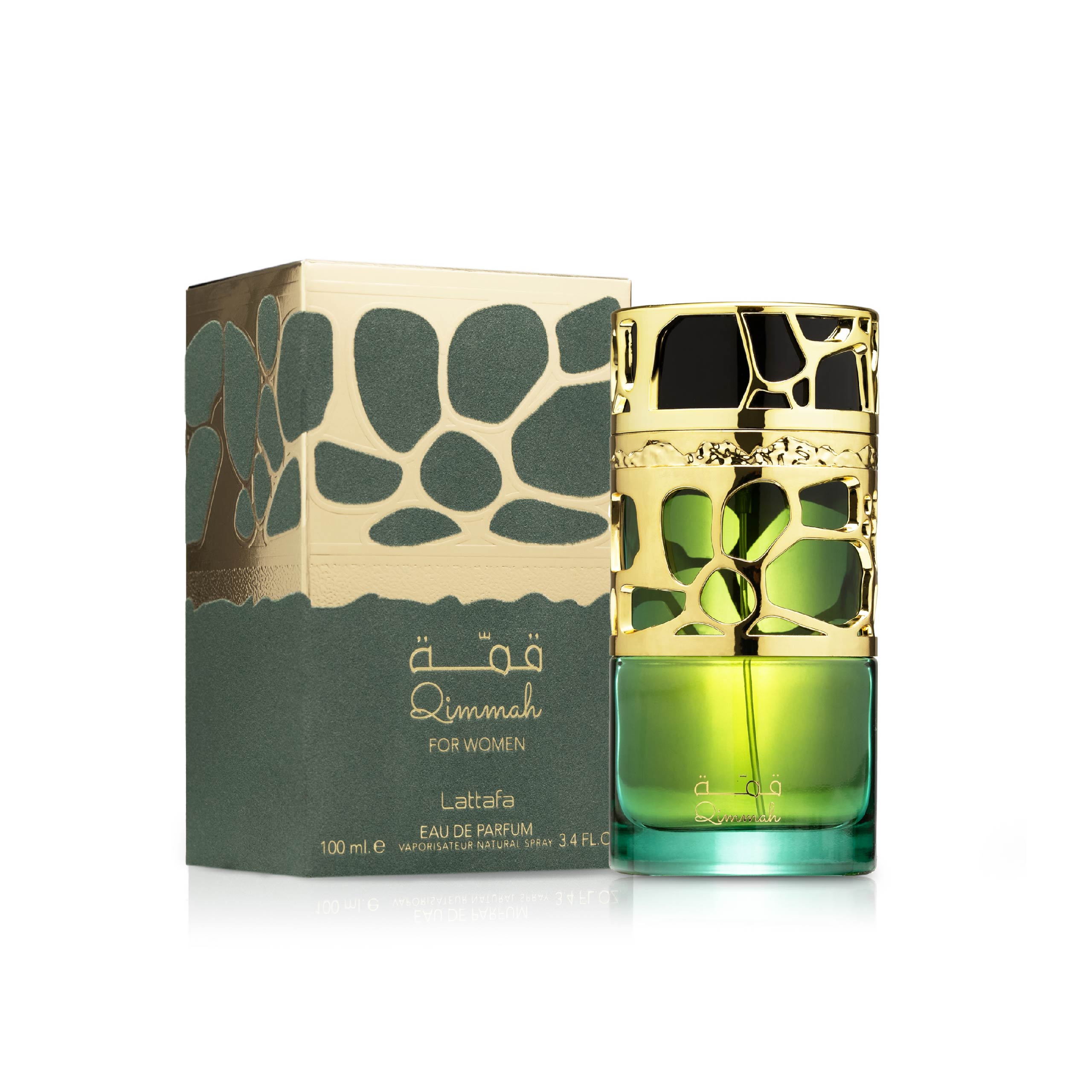 LATTAFA – QIMMAH parfum met flacon en verpakking – een luxueuze damesgeur met bloemige elegantie en een romige, verslavende basis van cacao en sandelhout